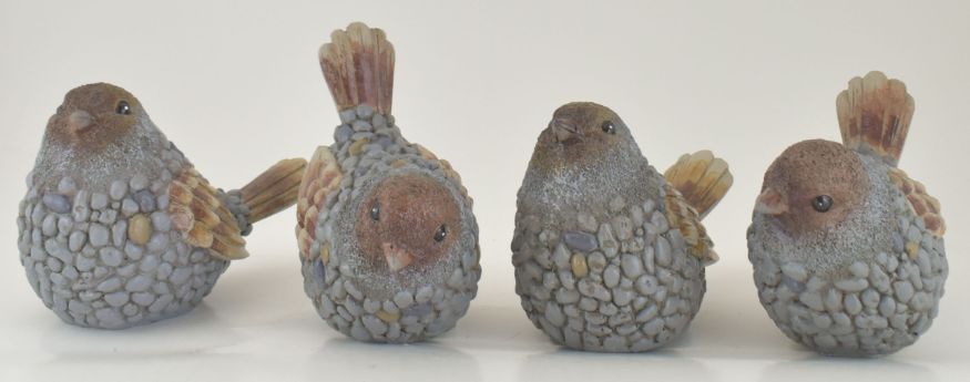 Large Resin Pebble BIRD 4 Asst