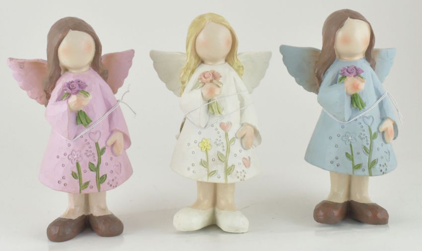 Large RESIN Flower Angel Figure 3 Asst