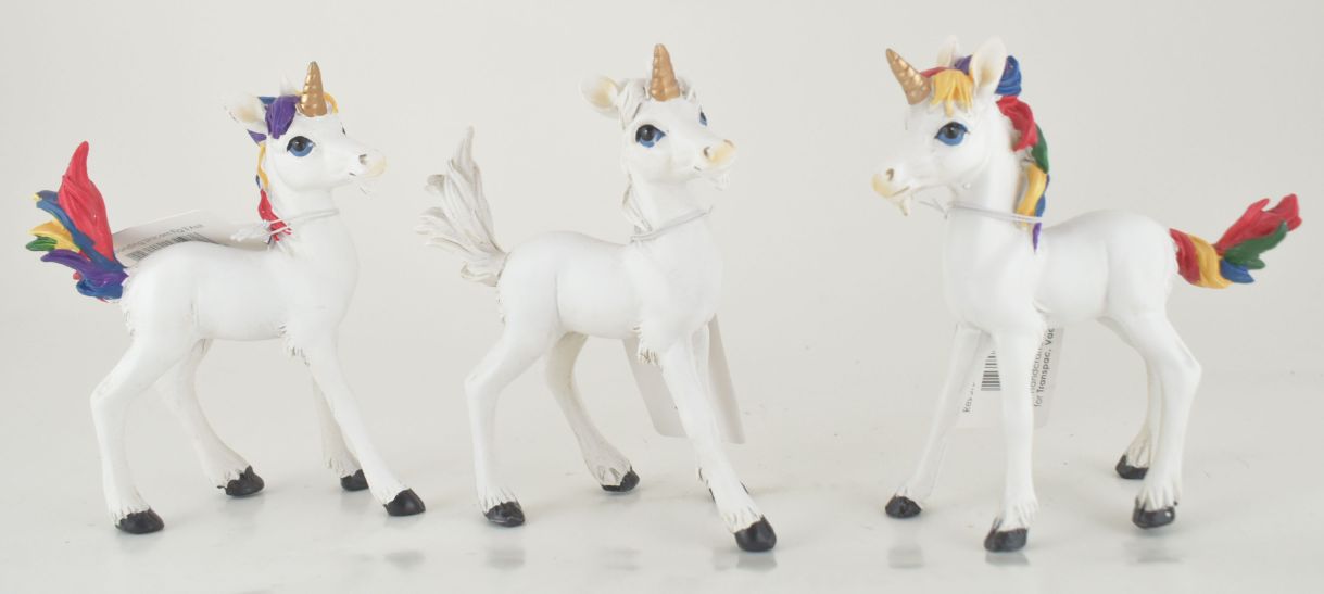 Resin Standing Unicorn Figure 3 Asst