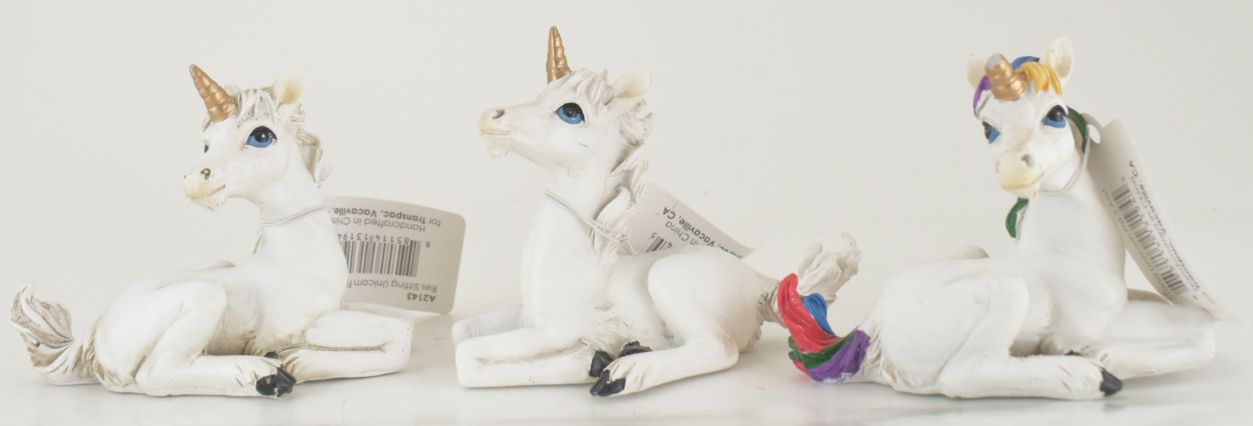Resin Sitting Unicorn Figure 3 Asst