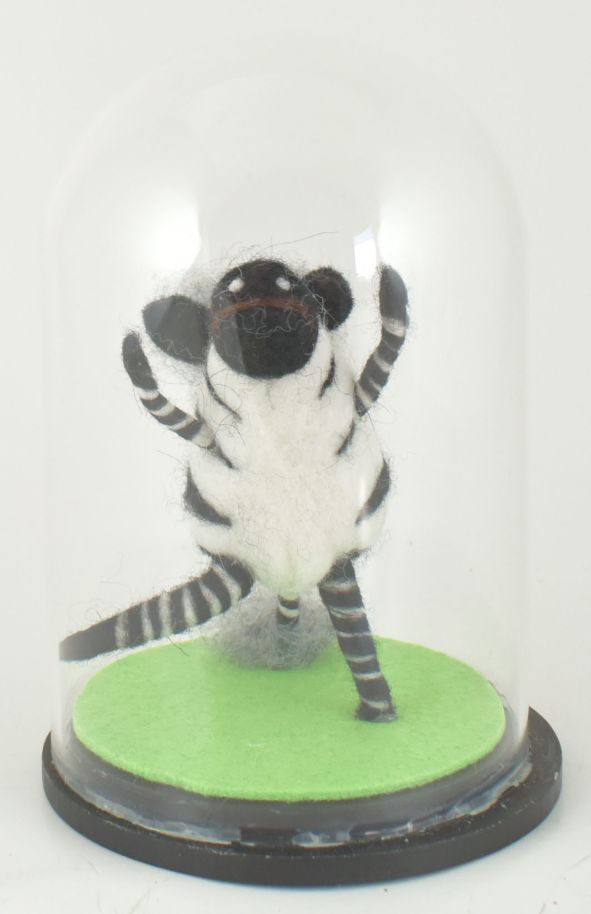 Wool Glass Elephant/Zebra Cloche 2 Asst