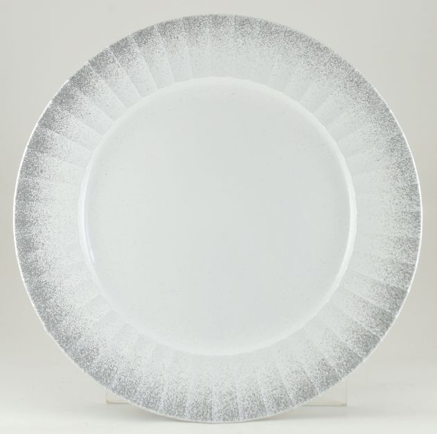White / Silver Wavy Pattern CHARGER