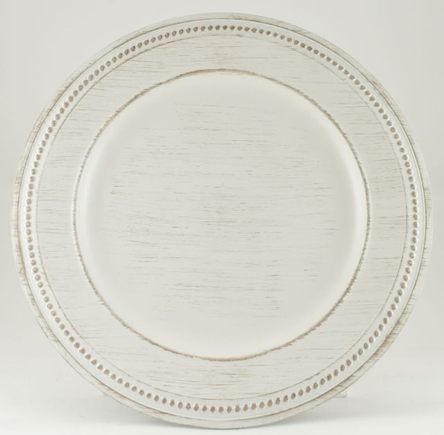 Beaded / White Washed CHARGER