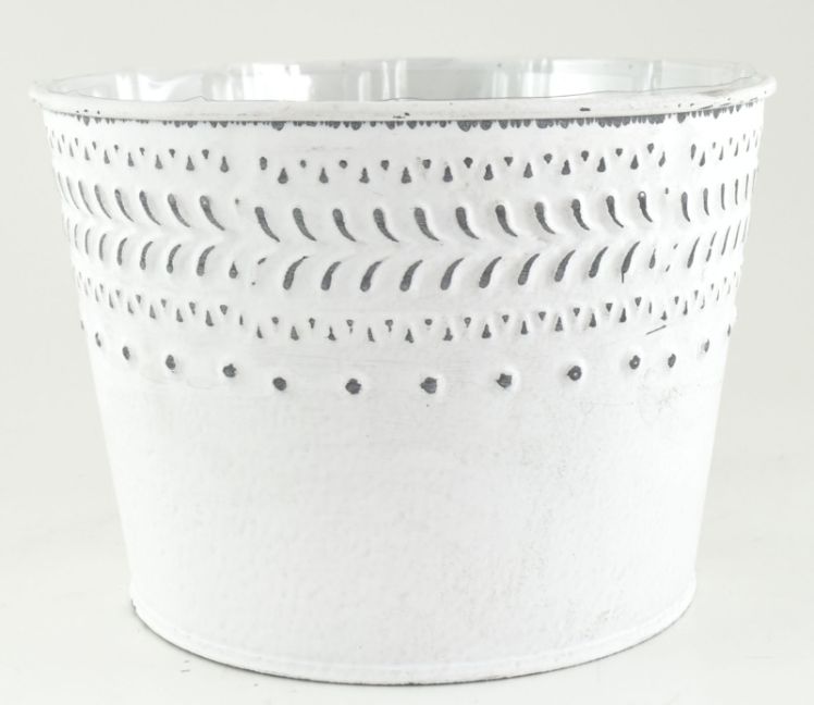 Contemporary Tin Planter - White