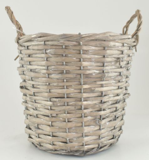 Handled Basket Whitewashed