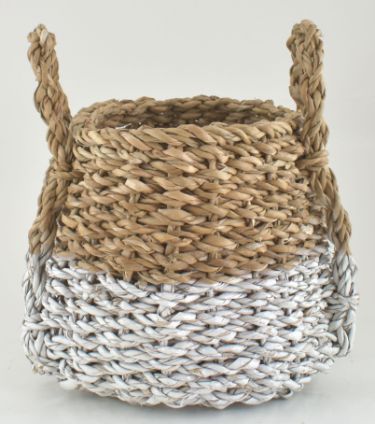 Natural/White Seagrass Basket with Handles