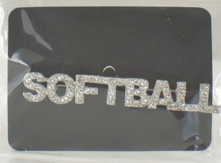 RHINESTONE SOFTBALL PIN/ORNAMENT