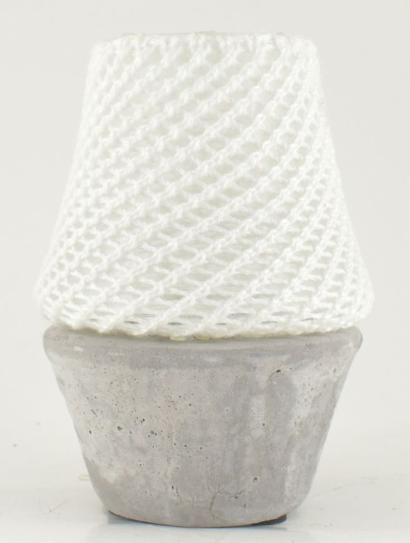 Cement Candle Holder and Knit Glass Shade