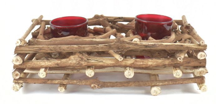 CANDLE Holder Natural Branch Double