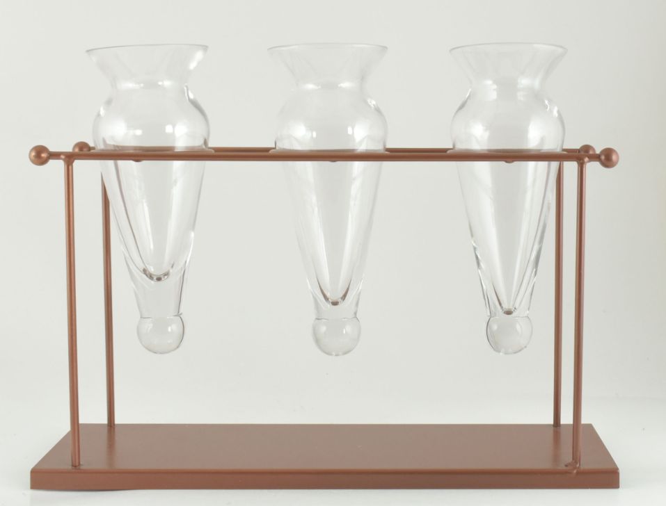 Table Deco. Glass and Metal VASE Copper