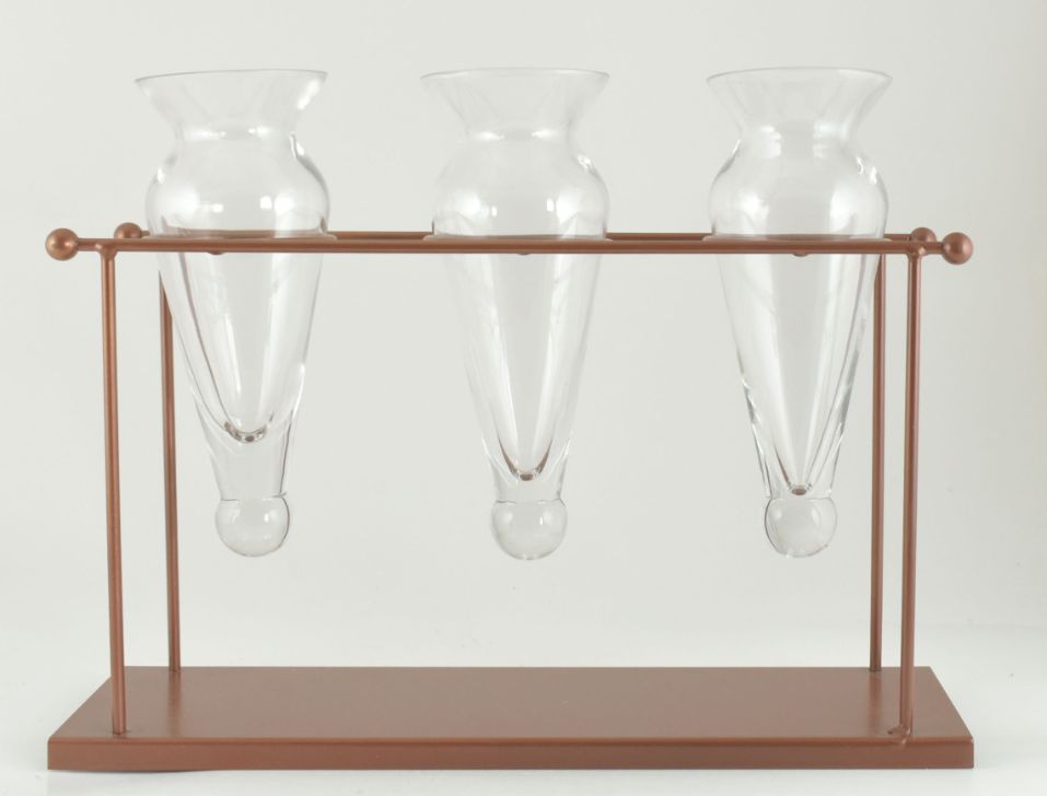 Table Deco. Glass and Metal Vase Copper