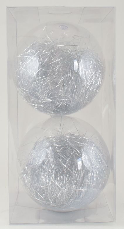 150 MM Tinsel Filled Ball Orn. Set of 2