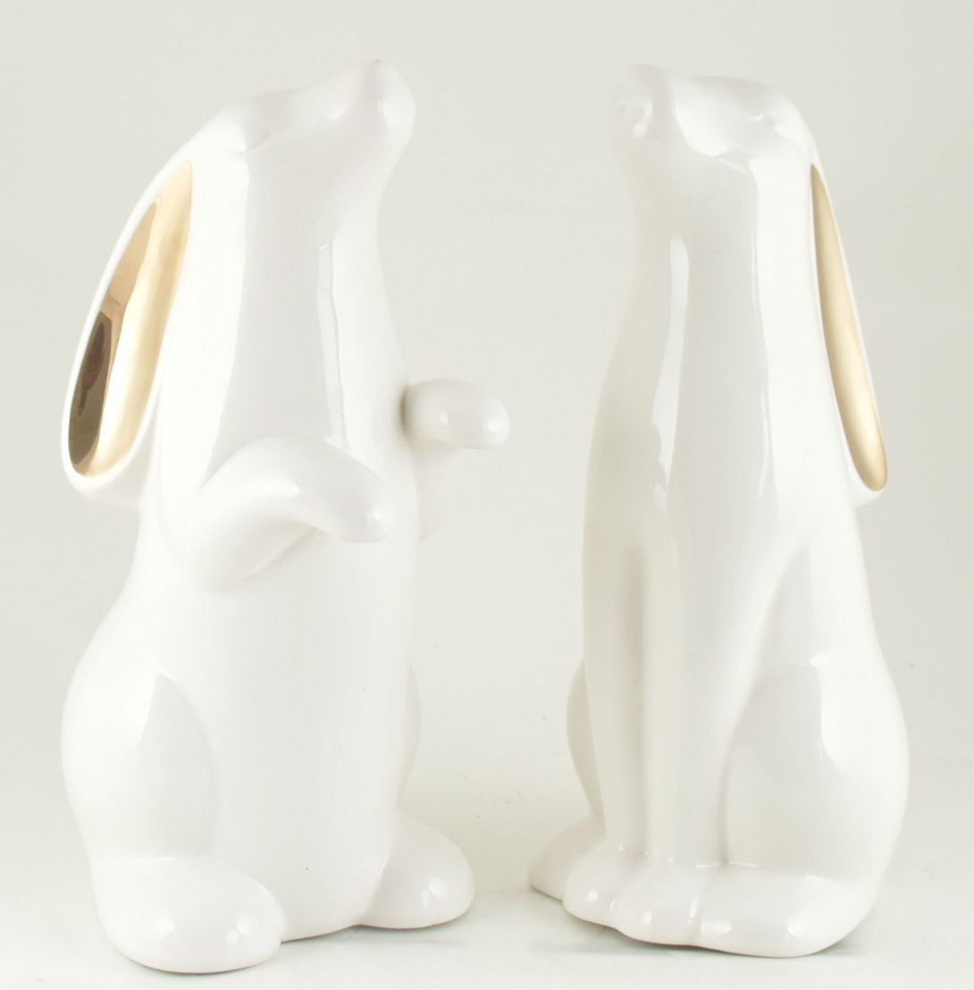 Ceramic GOLD Accent Bunny 2 Asst
