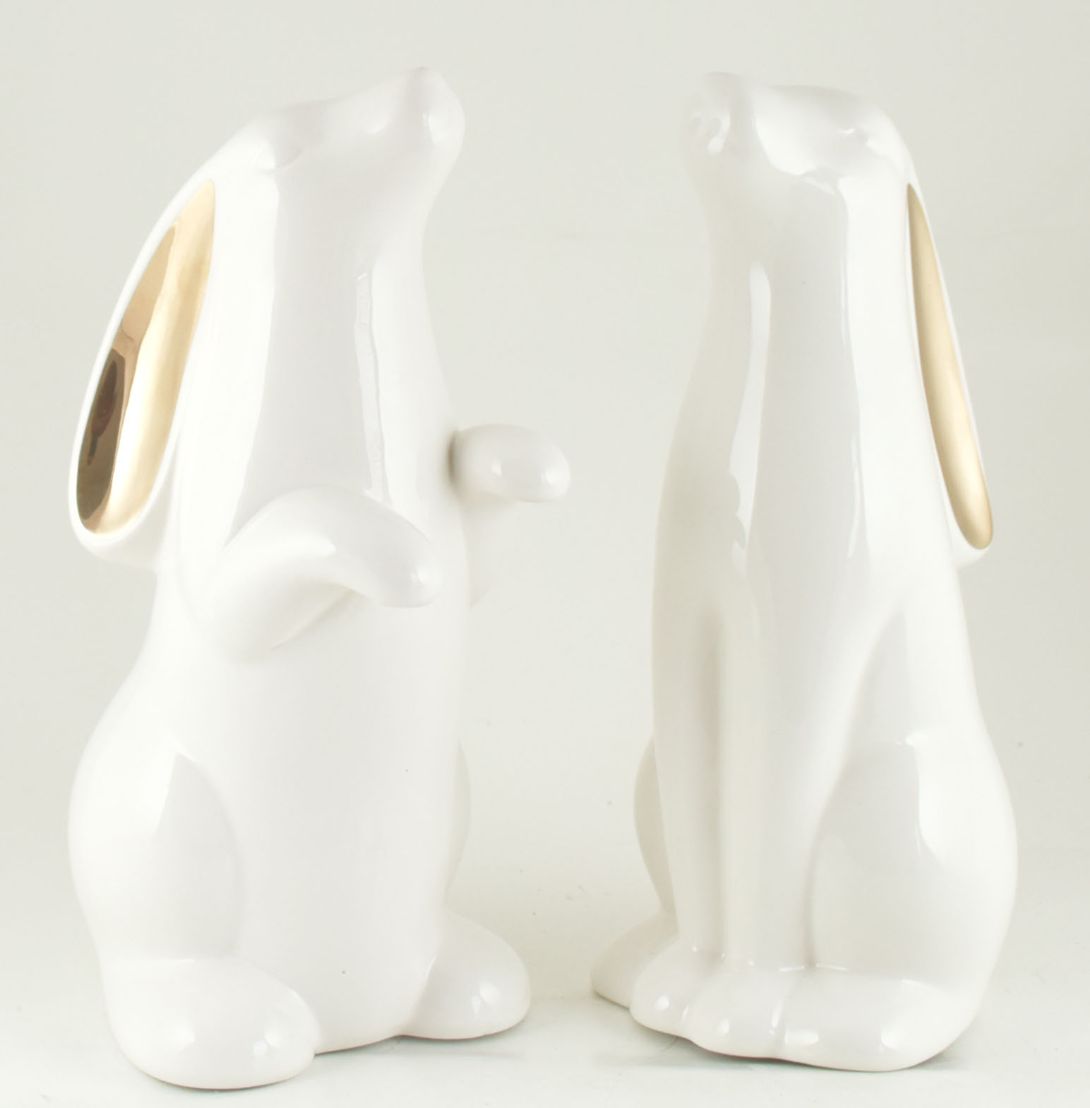 Ceramic Gold Accent Bunny 2 Asst