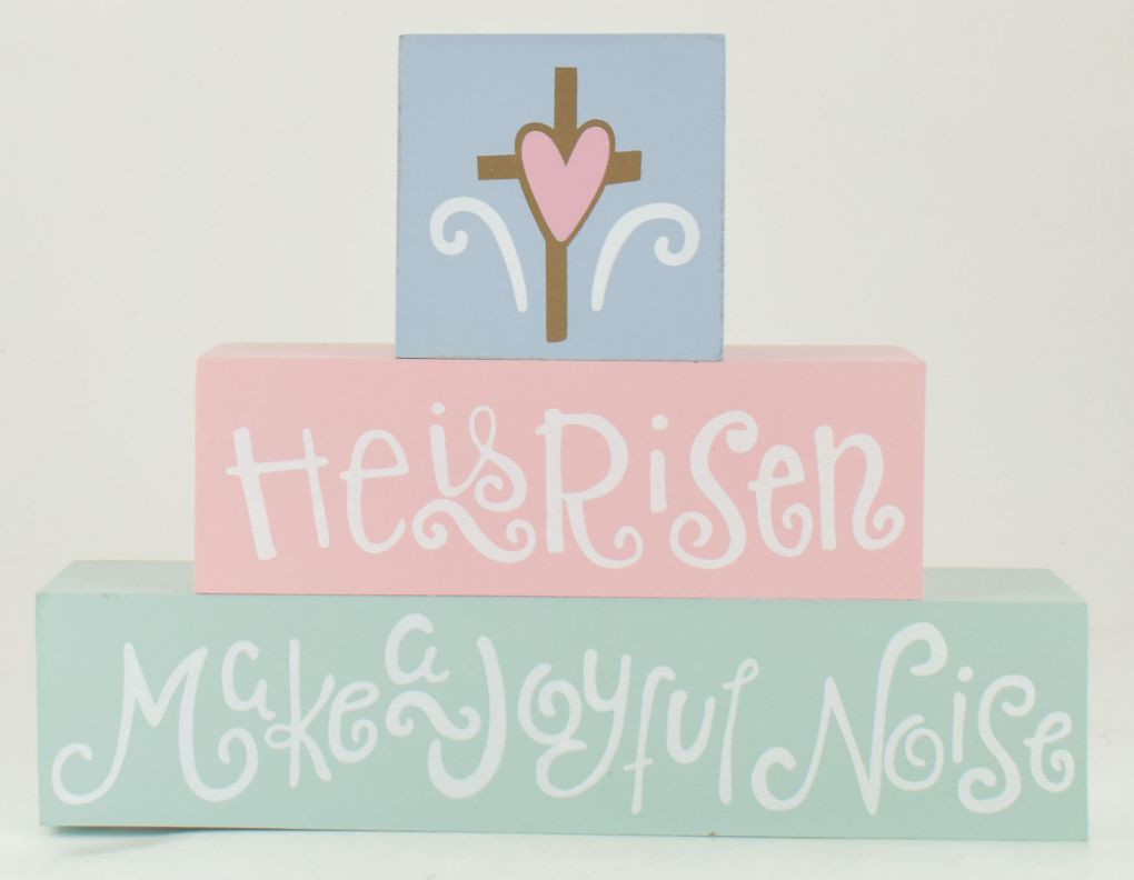 MDF ''He is Risen'' Block Sign