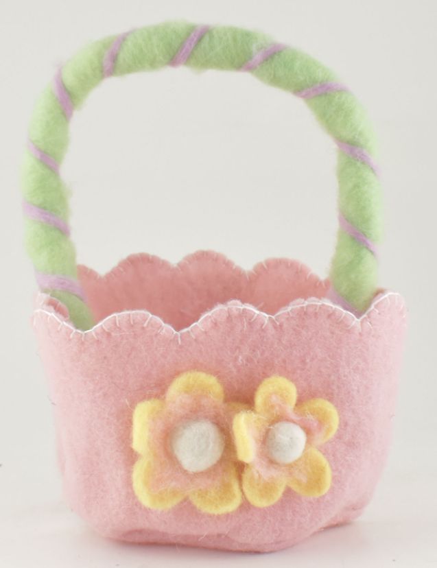 Easter Basket Pink Fuzzy Polyester