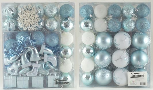 CHRISTMAS Ball Ornaments Baby Blue & White
