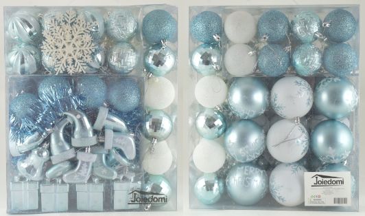 Christmas Ball Ornaments Baby Blue & White