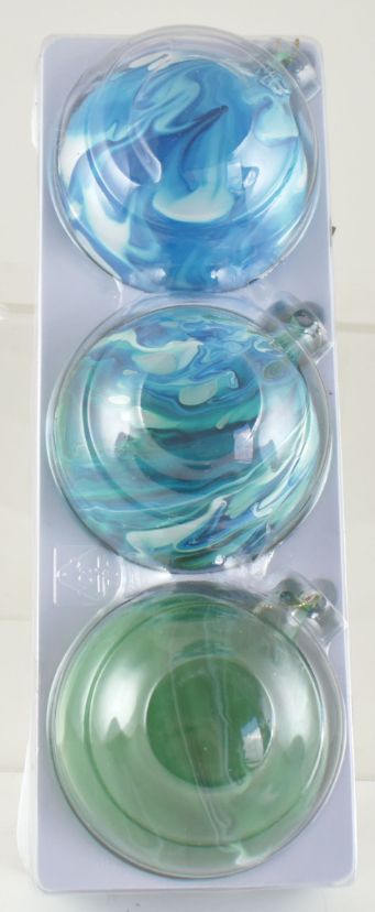 Coasal Glass Ornament Green / Blue Set of 3