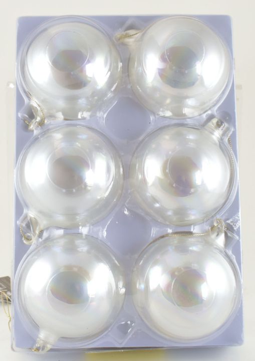 Platinum Pearl Glass Ornaments Set of 6
