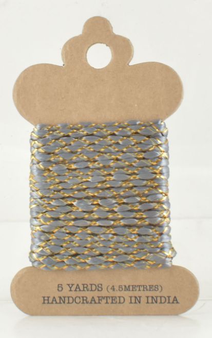 5 Yards Grey/GOLD Cord Ribbon