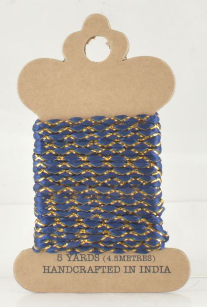 5 Yards Blue/Gold Cord Ribbon