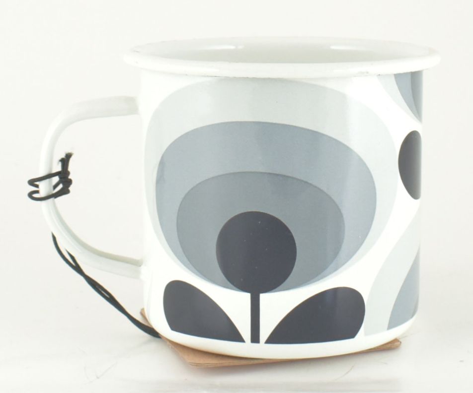 Enamel Mug 70s FLOWER Oval Slate