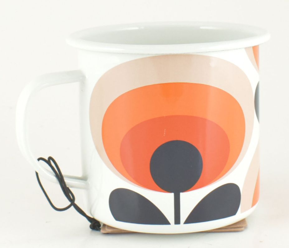 Enamel Mug 70s Flower Oval Persimmon