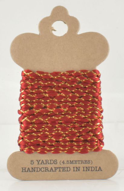 5 Yards Red & Gold Cord Ribbon