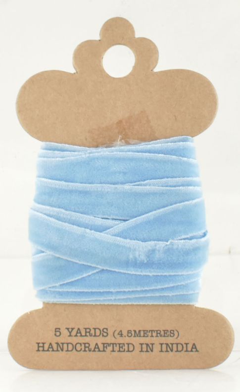 5 Yards Sea Blue VELVET Ribbon