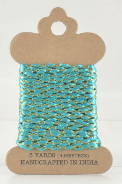 5 Yards Blue/GOLD Cord Ribbon