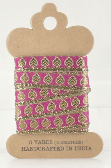 5 Yards Maroon/GOLD Leaf Pattern Ribbon