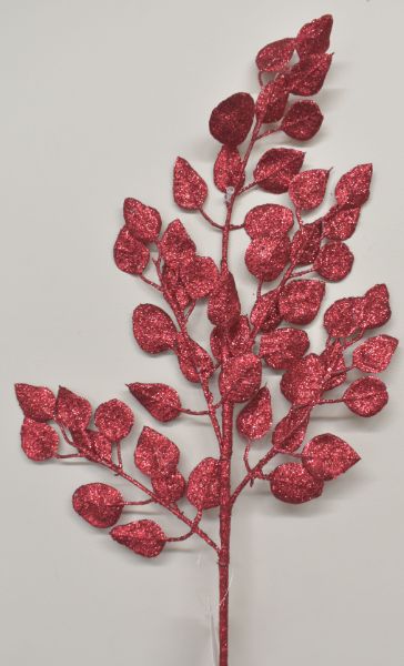 Glitter Leaf Stem Red