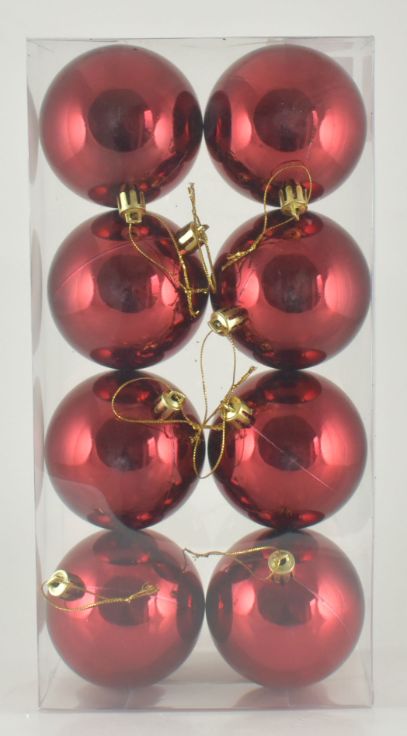 Boxed Ornament 8 PC Box - Burgundy