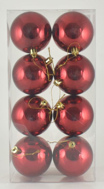 Boxed Ornament 8 pc Box - Burgundy