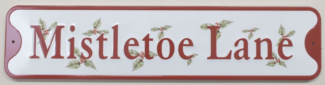 Mistletoe Lane Metal Sign