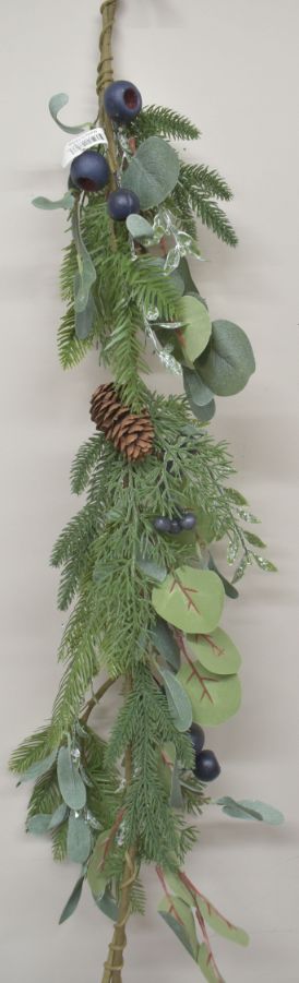 Blue Berry Garland with Pinecones
