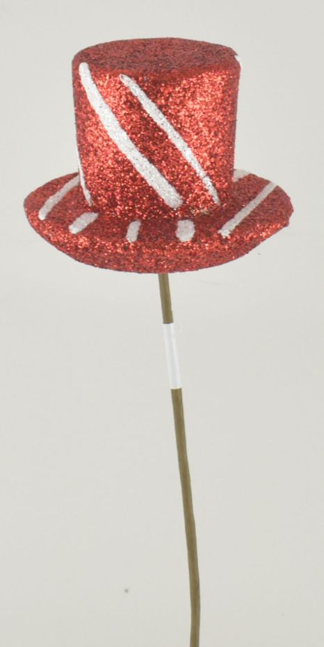 Glitter Hat Pick -  Red/White