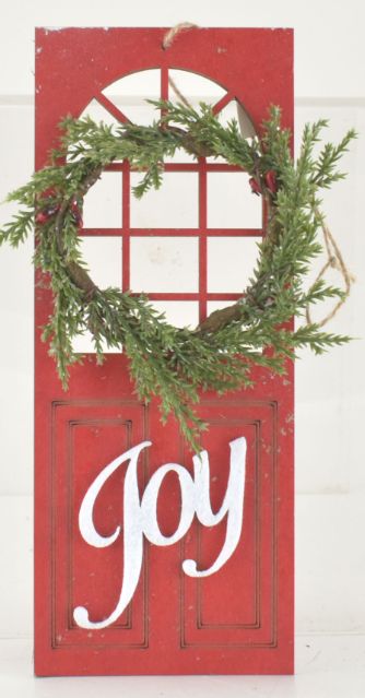 Red DOOR Ornament with Wreath