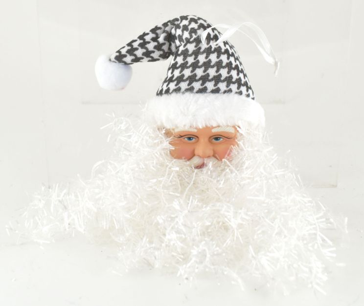 Santa Ornament with Houndstooth Hat