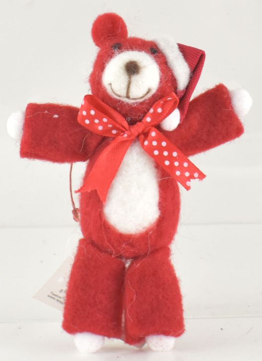 Teddy Bear Ornament - Red