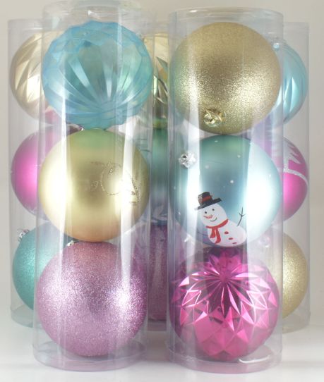Ornaments 3 PC Decorated Plastic Multi Colored