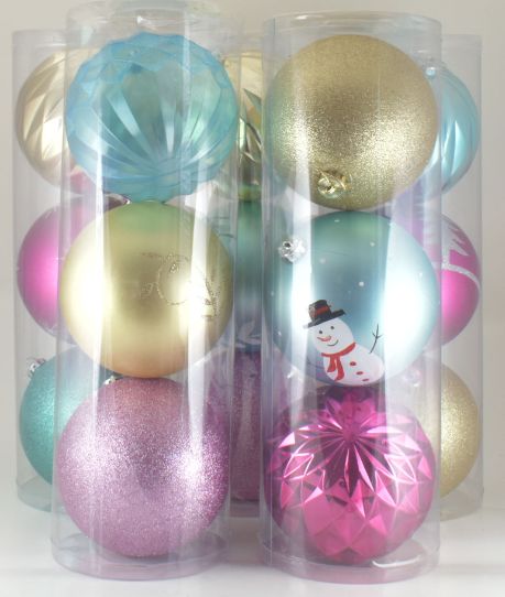 Ornaments 3 pc Decorated Plastic Multi Colored