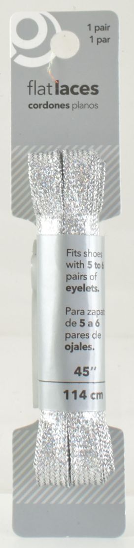 Silver GLITTER Flat Shoe Laces