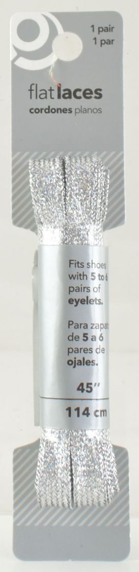 Silver Glitter Flat Shoe Laces