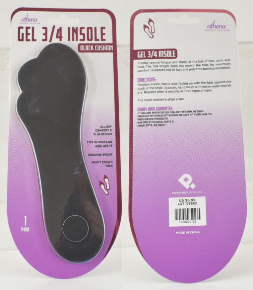 Women's Gel 3/4 Insole Black Cushion