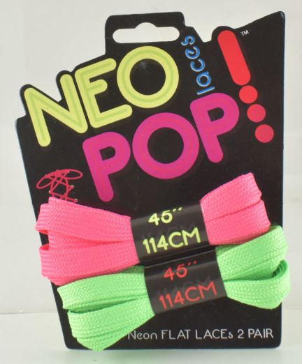 Neon Pop Pink & Green Shoe Laces 2 Pair