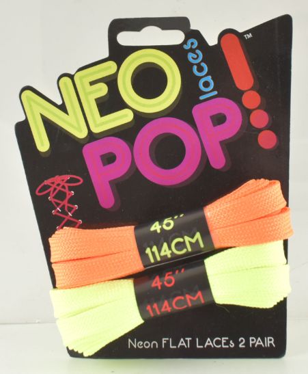 Neon Pop Yellow & Orange SHOE Laces 2 Pair
