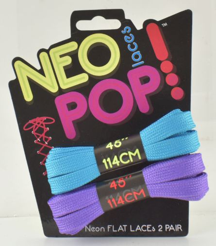 Neon Pop Blue & Purple SHOE Laces 2 Pair