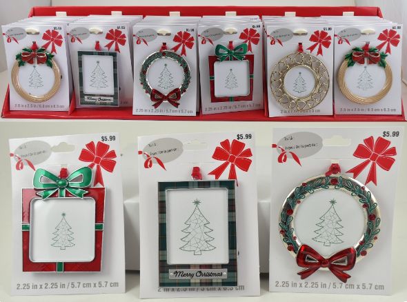 Assorted Metal Christmas Picture Frame Ornaments